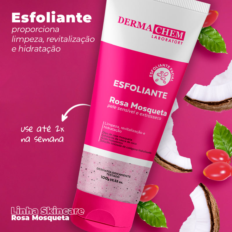 Kit 3unidades Rosa Mosqueta  1 Gel Antirressecamento +1 Sabonete  +1 Esfoliante - 100g cada Melasma Clear