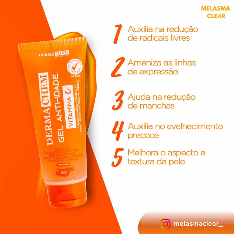 Kit 3unidades MELASMA CLEAR 1 Gel Esfoliante +1 Sabonete Facial +1 Gel Anti-Idade - 100g cada Melasma Clear