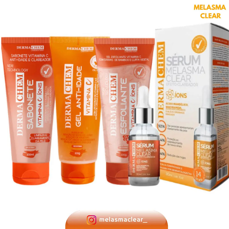 Kit Completo Skin Care Melasma e Manchas Clareador Facial & Corporal Melasma Clear