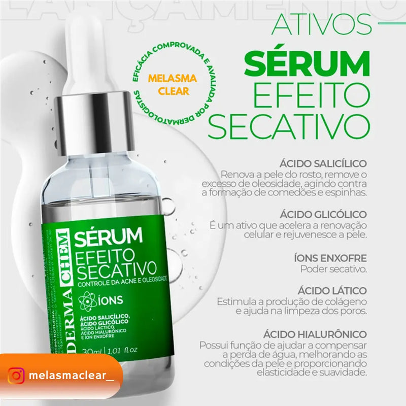 Sérum Efeito Secativo Controle da Acne e Oleosidade 30ml Melasma Clear