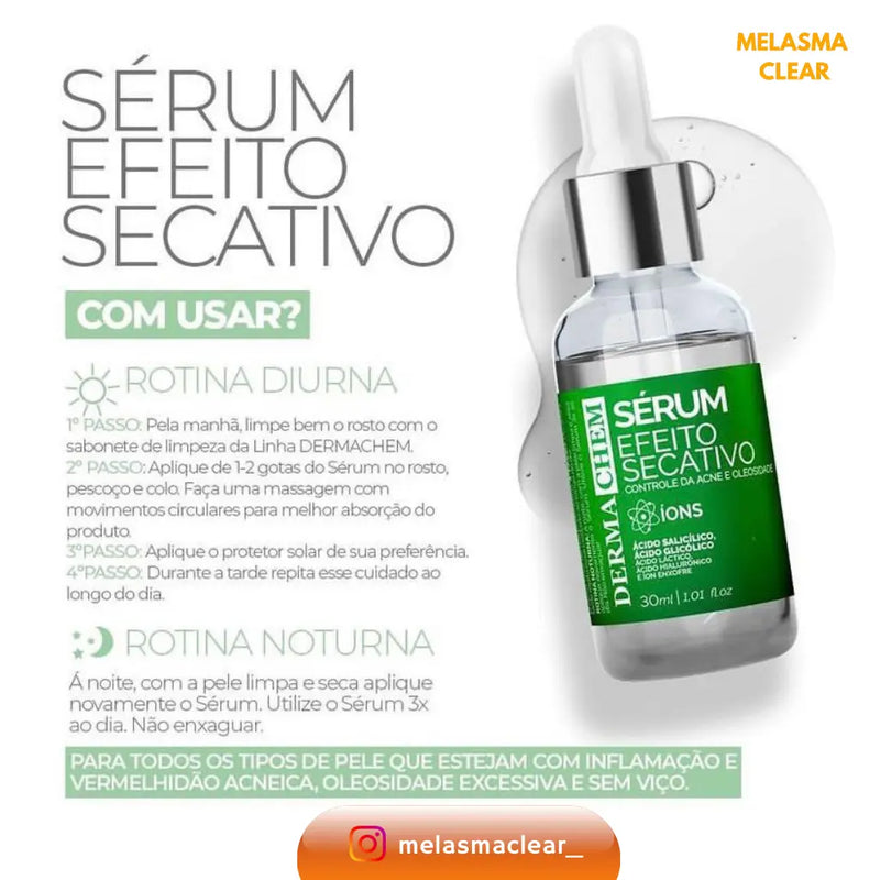 Sérum Efeito Secativo Controle da Acne e Oleosidade 30ml Melasma Clear