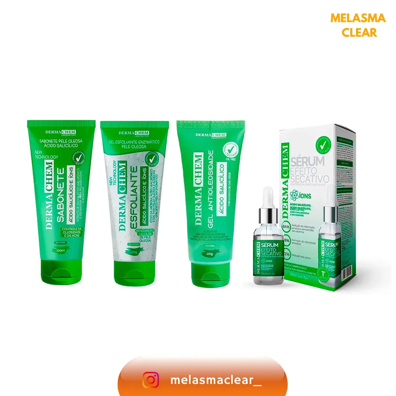 Kit Completo Skin Care Efeito Secativo Antioleosidade Facial & Corporal Melasma Clear