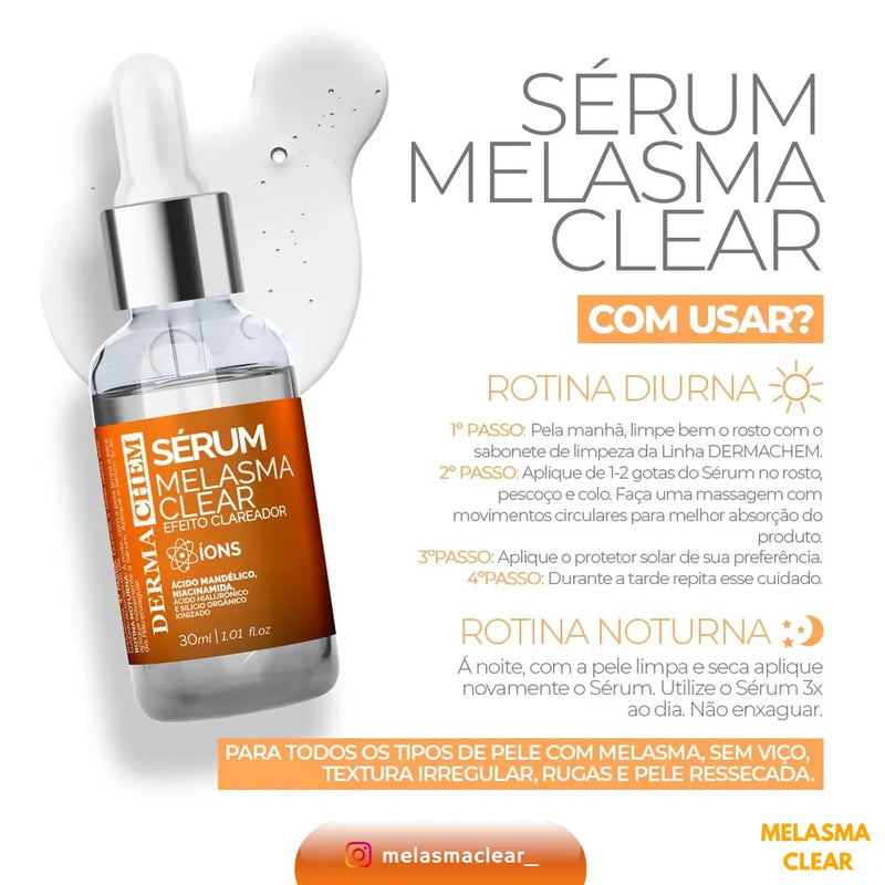 Sérum Melasma Clear Efeito Clareador 30ml Melasma Clear