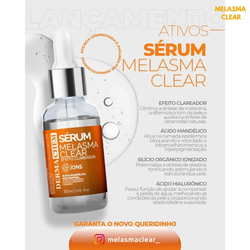 Sérum Melasma Clear Efeito Clareador 30ml Melasma Clear